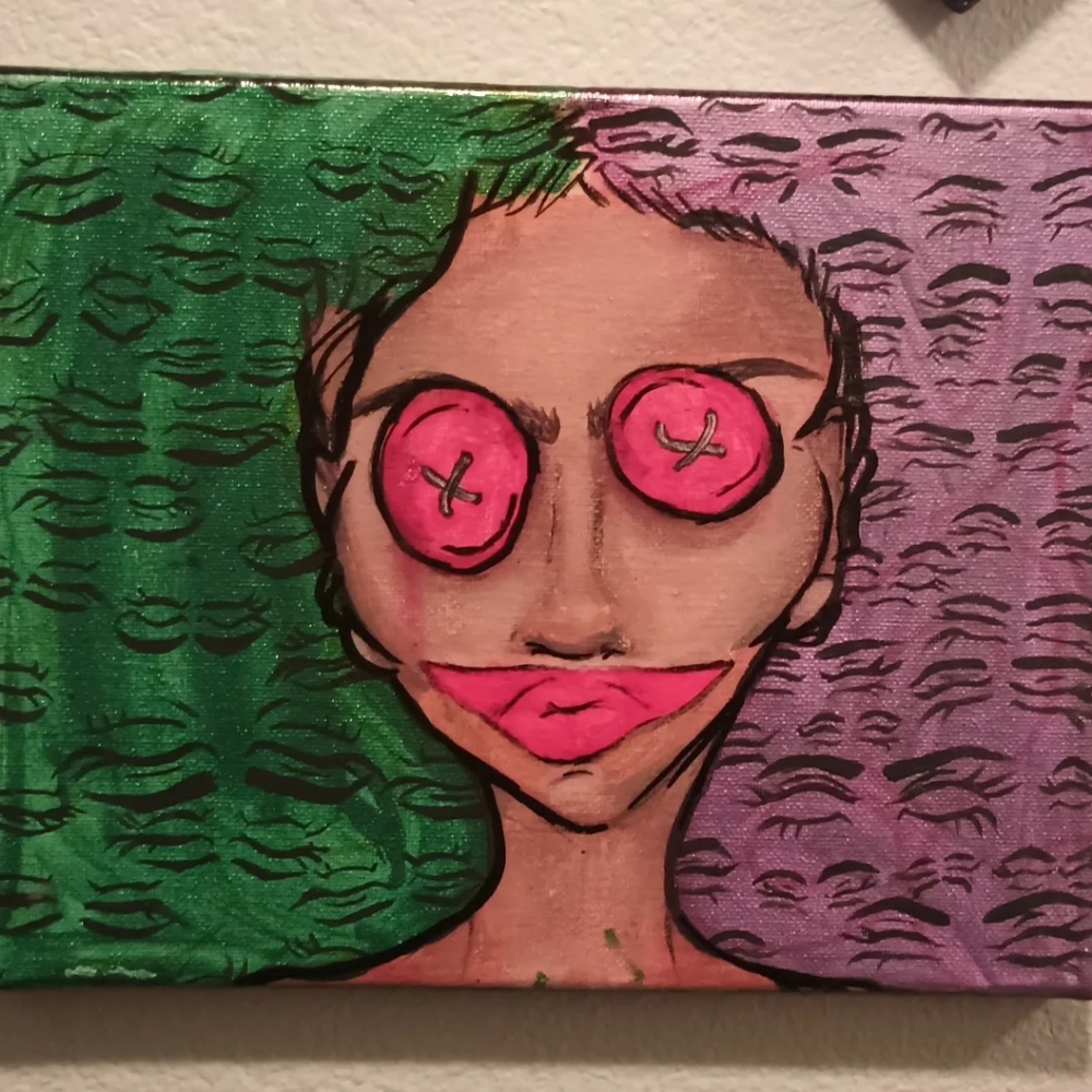 Coraline X Joker inspired wallart decor, "Caraline" by Andy Moon